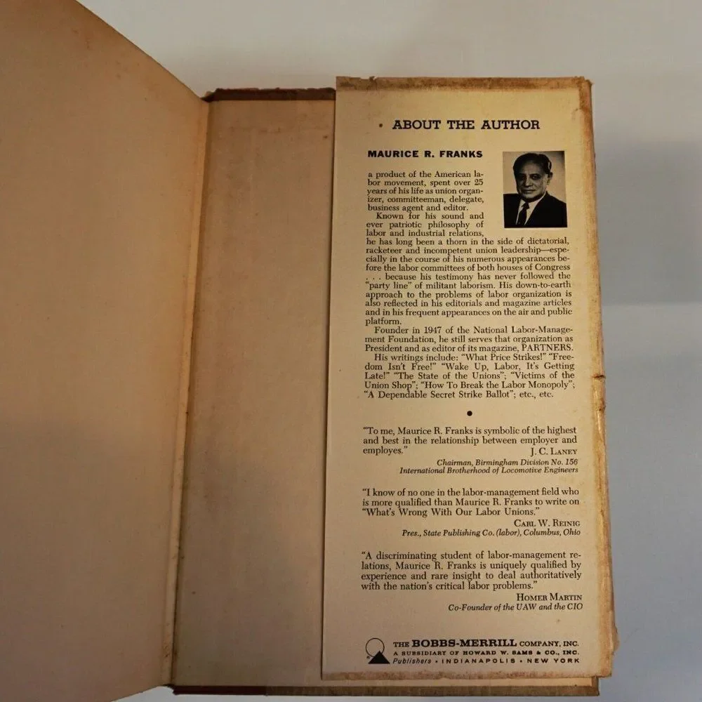WHATS WRONG WITH OUR LABOR UNIONS! By Maurice R. Franks 1963 Hardcover